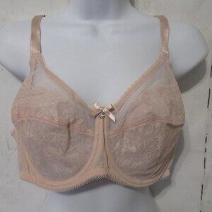 Wacoal Bra 40C Beige Lace Retro Chic Full Figure Underwire Back Closure 855186